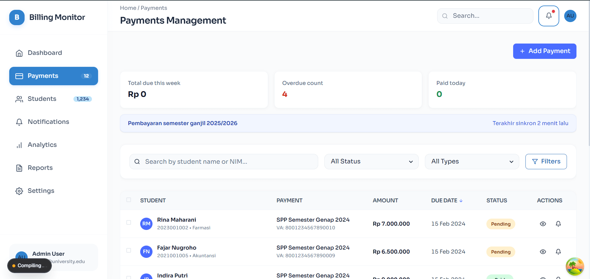 Preview Billing Monitoring